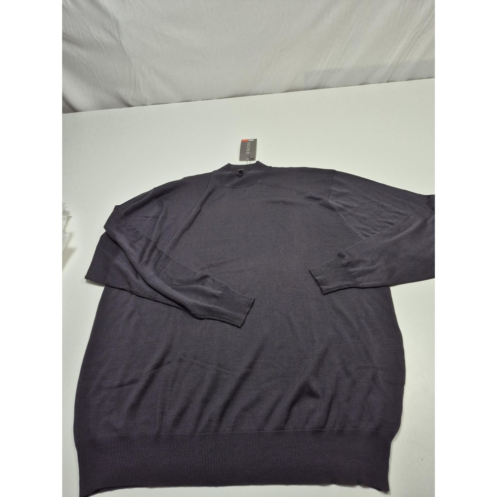 ENZONE Sweater Mens 3XL Gray Silk Cotton Mock Neck Lightweight Knit Pullover
